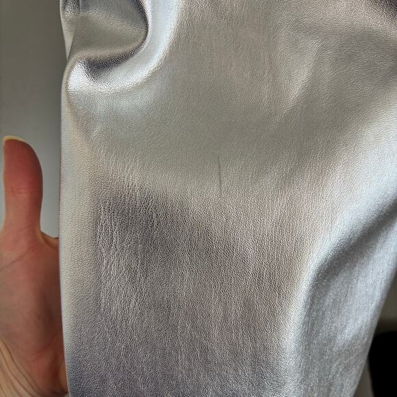 Abercrombie & Fitch Silver Metallic Faux Leather Pants Curve Love Size 4s - Picture 7 of 10